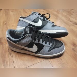 VTG 2005 Nike Dunk Low Stealth Sneaker Black Grey White Men's 10.5 ~ 309431-012